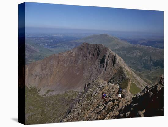 Walkers Approaching the Summit of Mount Snowdon from the Ridge of Y Lliwedd National Park-Nigel Blythe-Premier Image Canvas