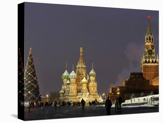 Walking Past a Huge Christmas Tree in Red Square in Moscow-null-Premier Image Canvas