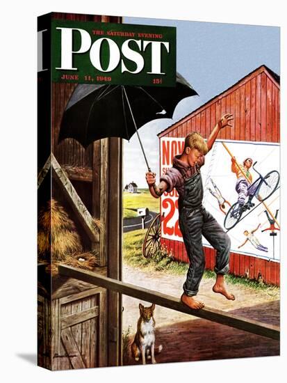 "Walking the Tightrope," Saturday Evening Post Cover, June 11, 1949-Stevan Dohanos-Premier Image Canvas