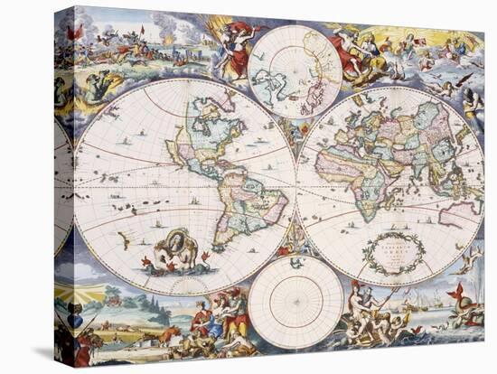 Wall-Map of the World on 4 Sheets, circa 1696-Cornelis III Danckerts-Premier Image Canvas