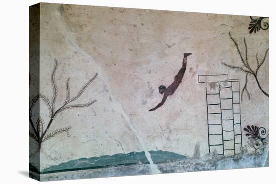 Wall painting from a Greek tomb at Paestum of a swimmer, 8th century-Unknown-Premier Image Canvas