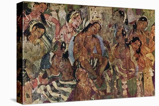 'Wall painting from the Caves of Ajanta of Raja Mahajanaka', c480-Unknown-Premier Image Canvas