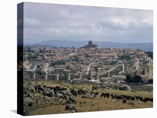 Wall Rebuilt by Alfonso VI in 1090 Ad. includes 9 gate entrances to City, with Cathedral center-Eliot Elisofon-Premier Image Canvas