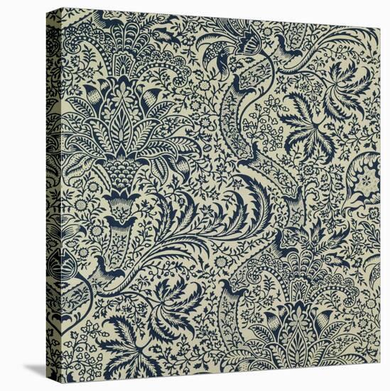 Wallpaper with Navy Blue Seaweed Style Design-William Morris-Premier Image Canvas