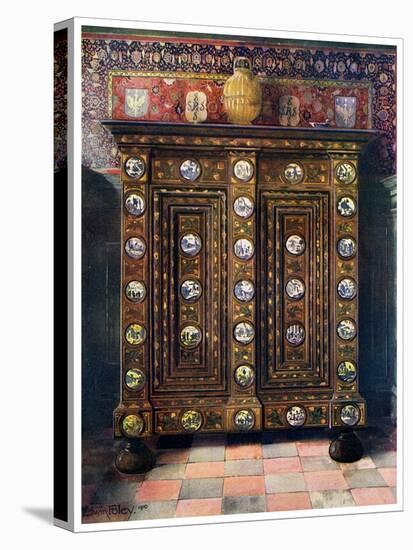 Walnut Kas Inlaid and with Painted Medallions of Delft Ware, 1910-Edwin Foley-Premier Image Canvas