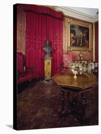 Walnut Veneer Wood Table in Pope Benedict XIV's Salon, Tozzoni Mansion, Italy-null-Premier Image Canvas