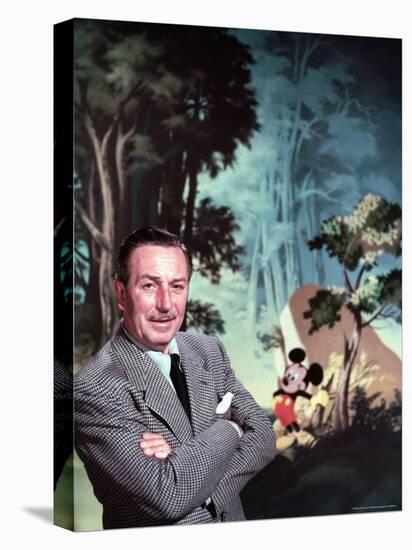 Walt Disney Posing Against Landscape Backdrop Containing Mickey Mouse-Alfred Eisenstaedt-Premier Image Canvas