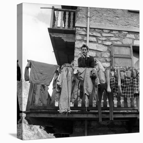 Walter Bonatti on the Balcony of His House in Courmayeur-Sergio del Grande-Premier Image Canvas