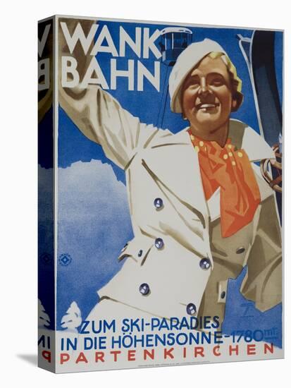 Wank Bahn, German Ski Travel Poster-null-Premier Image Canvas