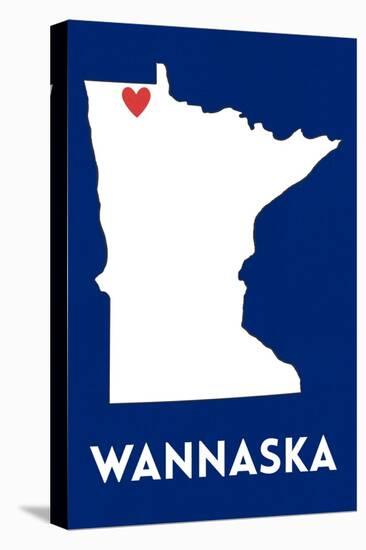 Wannaska, Minnesota - Home State - White on Blue-Lantern Press-Stretched Canvas