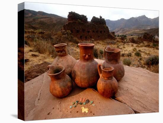 Wari Face Neck Jars and Painted Vessels, Cache, Empires of the Sun, Huari, Peru-Kenneth Garrett-Premier Image Canvas