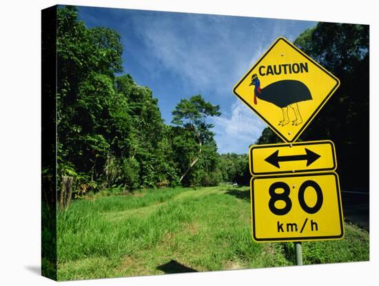 Warning Road Sign for Cassowaries Near Mission Beach, Northeast Coast of Queensland, Australia-Robert Francis-Premier Image Canvas