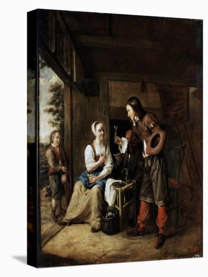 Warrior and Servant, 1653-Pieter de Hooch-Premier Image Canvas