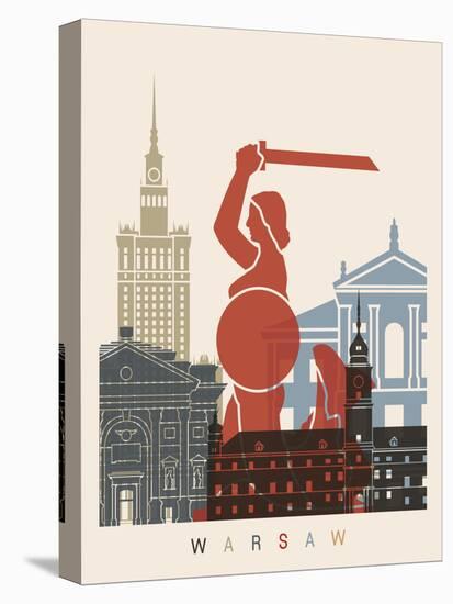 Warsaw Skyline Poster-paulrommer-Stretched Canvas