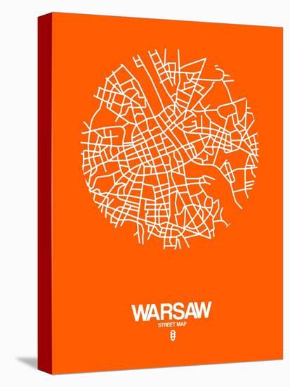 Warsaw Street Map Orange-NaxArt-Stretched Canvas