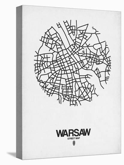 Warsaw Street Map White-NaxArt-Stretched Canvas