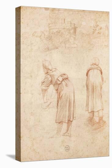 Washerwomen on the Banks of the Tiber and Studies of the Chateau Saint-Ange (Red Chalk on Paper)-Raphael-Premier Image Canvas