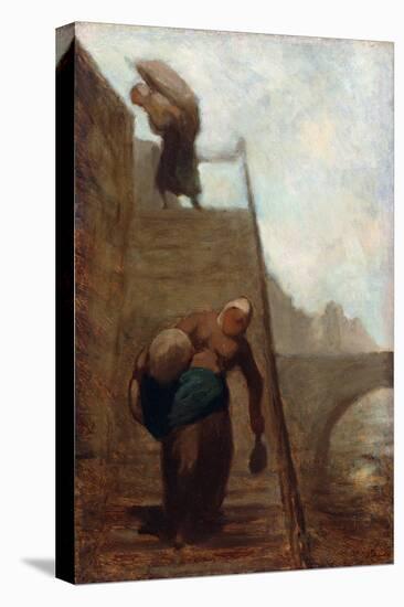 Washerwomen on the Steps of the Quay, 1850-52 (Oil on Canvas)-Honore Daumier-Premier Image Canvas