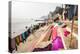 Washing drying on ghats next to the River Ganges, Varanasi, Uttar Pradesh, India, Asia-Matthew Williams-Ellis-Premier Image Canvas