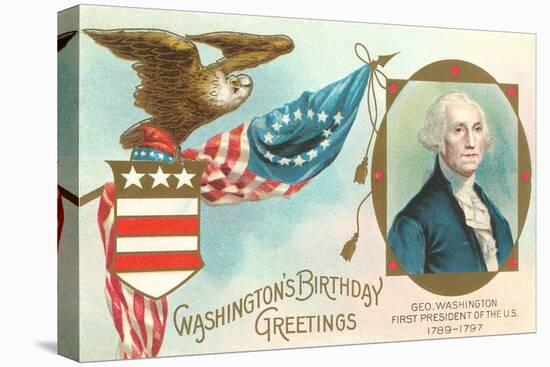 Washington Birthday Greetings-null-Stretched Canvas