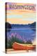 Washington - Canoe and Lake-Lantern Press-Stretched Canvas