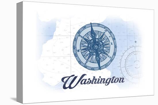 Washington - Compass - Blue - Coastal Icon-Lantern Press-Stretched Canvas