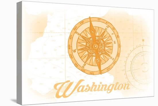 Washington - Compass - Yellow - Coastal Icon-Lantern Press-Stretched Canvas