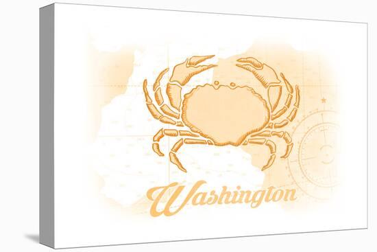 Washington - Crab - Yellow - Coastal Icon-Lantern Press-Stretched Canvas