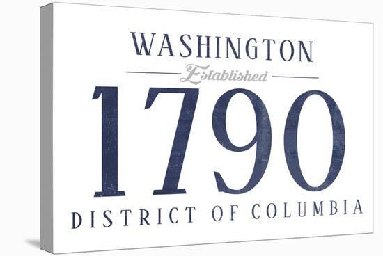 Washington D.C. - Established Date (Blue)-Lantern Press-Stretched Canvas