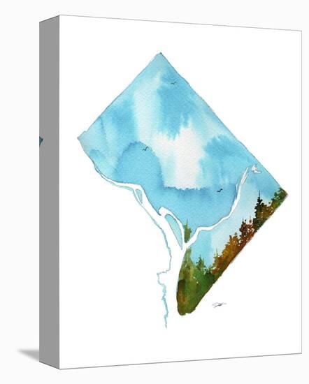 Washington D.C. State Watercolor-Jessica Durrant-Stretched Canvas