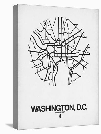 Washington, D.C. Street Map White-NaxArt-Stretched Canvas