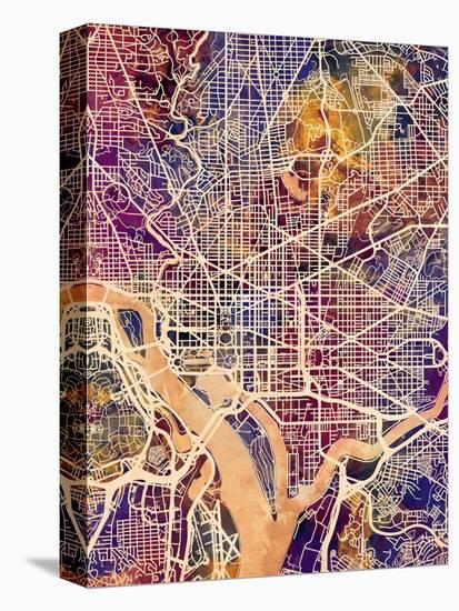 Washington DC City Street Map-Michael Tompsett-Stretched Canvas