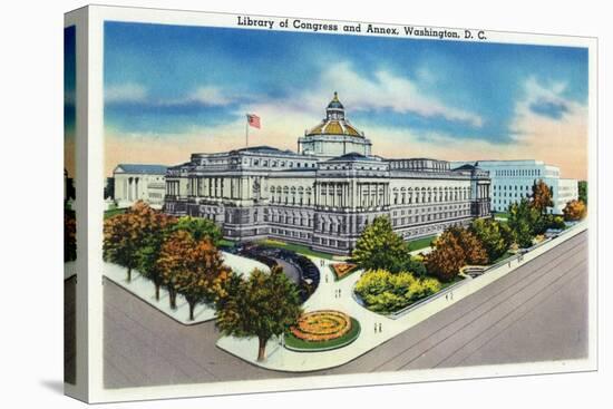 Washington, DC, Exterior View of the Library of Congress and Annex-Lantern Press-Stretched Canvas