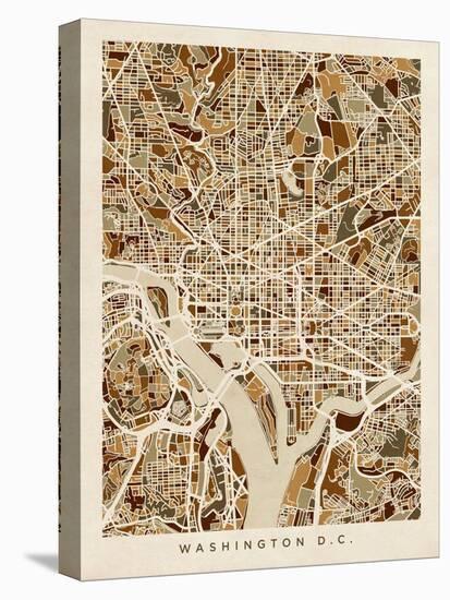 Washington DC Street Map-Michael Tompsett-Stretched Canvas