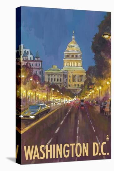 Washington DC, The Capitol Building-Lantern Press-Stretched Canvas