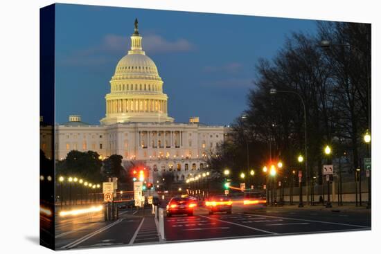 Washington Dc, United States Capitol Building Night View from from Pennsylvania Avenue with Car Lig-Orhan-Premier Image Canvas