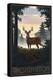 Washington - Deer and Sunrise-Lantern Press-Stretched Canvas