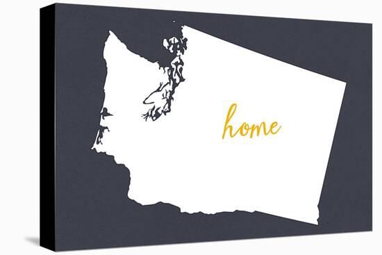 Washington - Home State- White on Gray-Lantern Press-Stretched Canvas