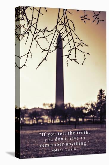 Washington Monument, Cross Processed Look in Washington, DC with Mark Twain Quote-null-Stretched Canvas