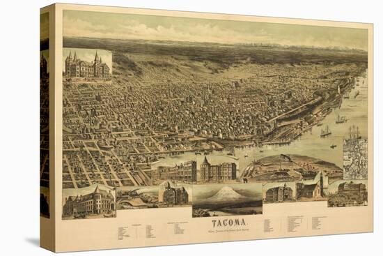 Washington - Panoramic Map of Tacoma-Lantern Press-Stretched Canvas