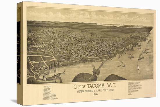 Washington - Panoramic Map of Tacoma-Lantern Press-Stretched Canvas