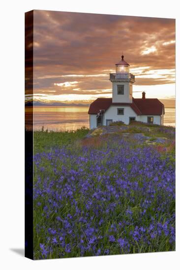 Washington, San Juan Islands. Patos Lighthouse and Camas at Sunset-Don Paulson-Premier Image Canvas