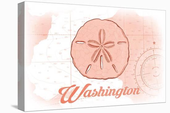 Washington - Sand Dollar - Coral - Coastal Icon-Lantern Press-Stretched Canvas