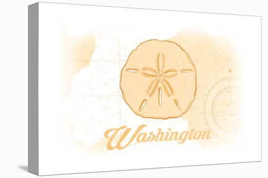 Washington - Sand Dollar - Yellow - Coastal Icon-Lantern Press-Stretched Canvas