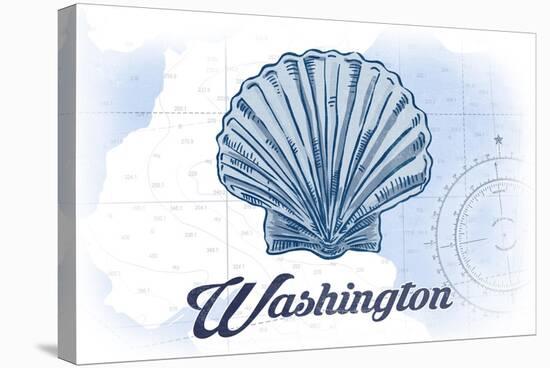 Washington - Scallop Shell - Blue - Coastal Icon-Lantern Press-Stretched Canvas