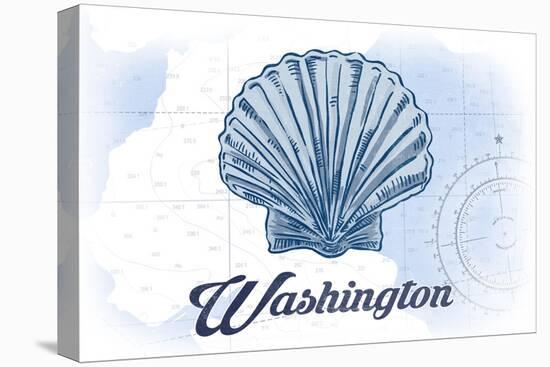 Washington - Scallop Shell - Blue - Coastal Icon-Lantern Press-Stretched Canvas