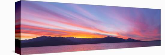 Washington, Seabeck. Sunset over the Olympic Mountains and Hood Canal-Don Paulson-Premier Image Canvas
