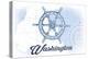 Washington - Ship Wheel - Blue - Coastal Icon-Lantern Press-Stretched Canvas