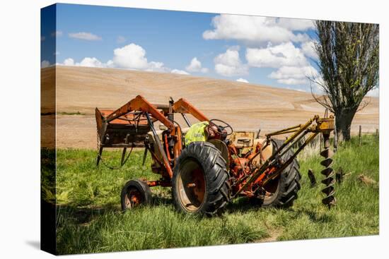 Washington State, Palouse, Whitman County. Pioneer Stock Farm, Tractor Used for Fence Building-Alison Jones-Premier Image Canvas