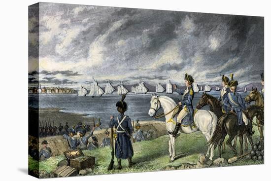 Washington Watching Evacuation of British Troops From Boston, 1776-null-Premier Image Canvas